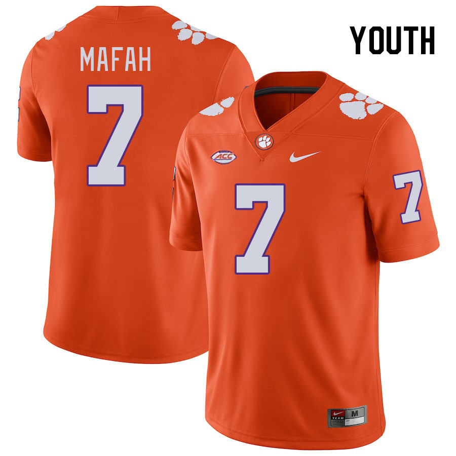 Youth #7 Phil Mafah Clemson Tigers College Football Jerseys Stitched-Orange